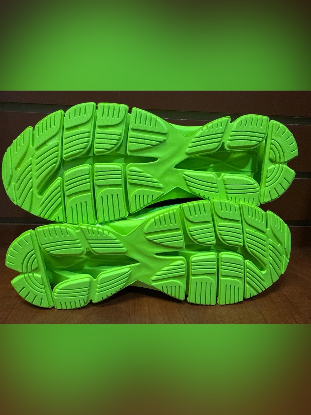 Neon Green Knit Chunky Athletic Sneakers Size 45 - Picture 8 of 8